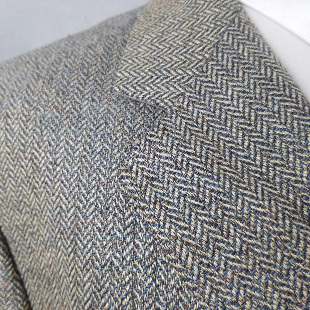Brooks Brothers Blazer Mens 46R Gray Herringbone Wool Tweed Sport‎ Coat USA